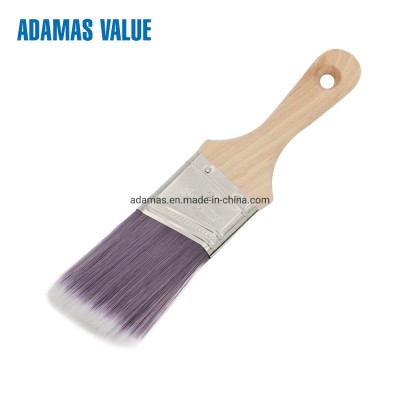 Paint Brush with Short Angled Wooden Handle with Synthetic Bristles