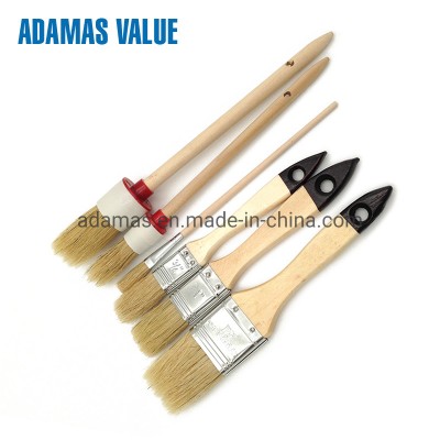 Bristles Paint Brush and Round Wood Handle for Paint Brush Set of 6PCS Set 31403